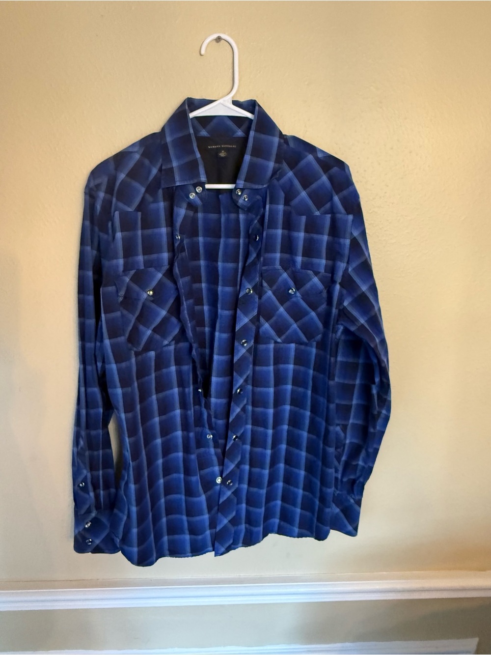 Banana Republic Navy and Royal Blue Plaid Button-Down Shirt